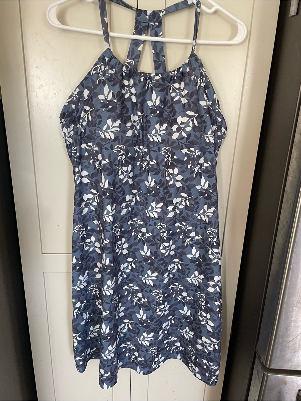 Eddie Bauer Navy and White Floral Halter Midi Dress